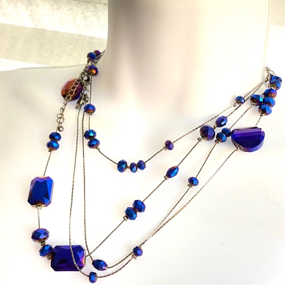 CHARMING CHARLIE Double Strand Midnight Blue Long Necklace